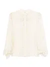 Chloé Fluid Blouse In Silk Georgette And Lace Clothing In Neutral