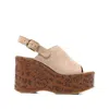 Chloé Desert Sand Beige Suede Calf Leather Maxime Wedges Sandals In Nude