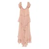 Chloé Gathered Ruffle Organic Silk Mousseline Gown In Pink