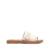 Chloé X High Summer Woody Embroidered Logo Flat Sandals In Multi