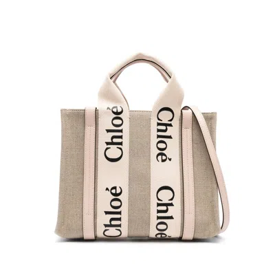 Chloé Woody Small Canvas Tote In Brown