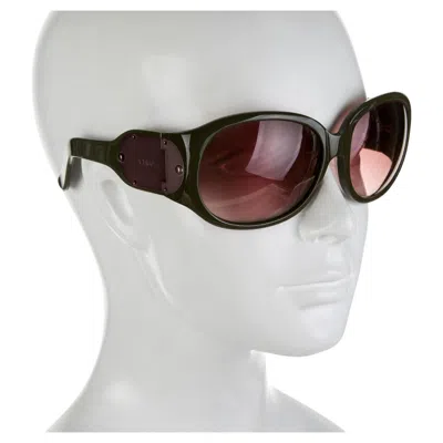 Pre-owned Chloé New Chloe Dark Olive Sunglasses With Case & Cards In Black