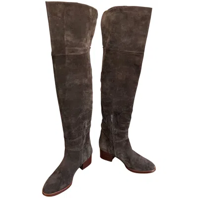 Pre-owned Chloé New Chloe Size 37 / 7 Brown Suede Leather Over The Knee Riding Boots