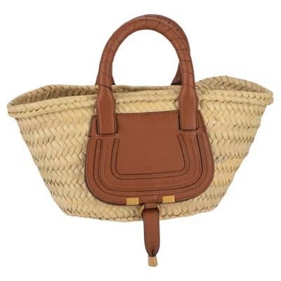 Pre-owned Chloé Chloe New Straw Leather Mini Basket In Brown