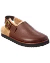 Chloé Nil Leather & Shearling Mule In Brown