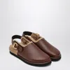 Chloé Nil Leather & Shearling Mule In Brown