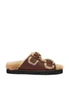 Chloé Nil Shearling-lined Leather Sandals In Sooty Brown
