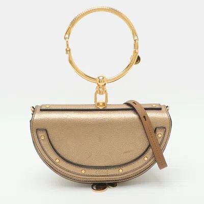 Pre-owned Chloé Nile Bracelet Small Gold Leather Minaudiere Bag