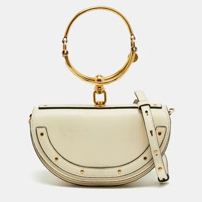 Pre-owned Chloé Nile Bracelet Small Off White Leather Minaudiere Bag