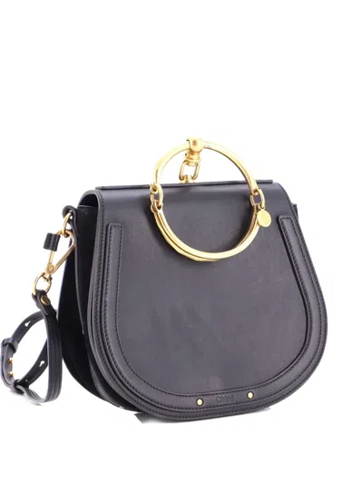 Pre-owned Chloé Nile Leather Medium Crossbody Bag In Black