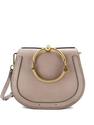 Pre-owned Chloé Nile Leather Medium Crossbody Bag In Gray