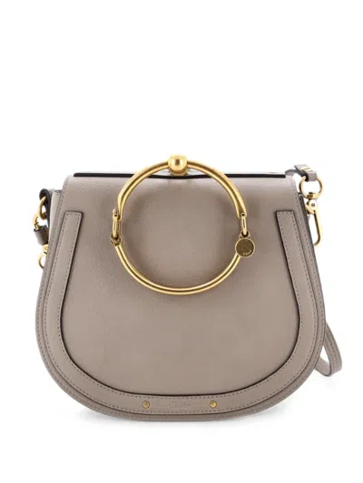 Pre-owned Chloé Nile Leather Medium Crossbody Bag In Gray