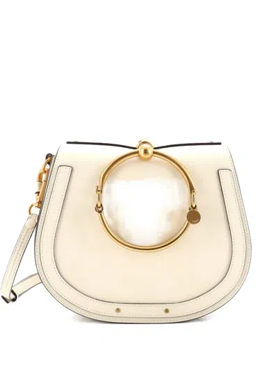 Pre-owned Chloé Nile Leather Medium Crossbody Bag In White