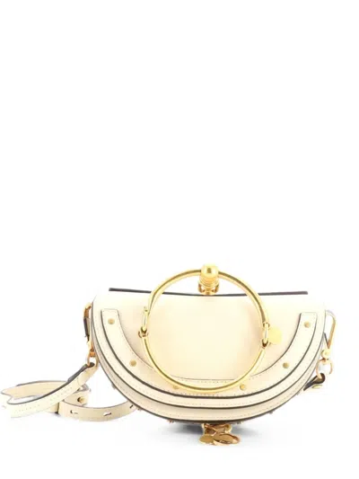 Pre-owned Chloé Nile Leather Mini Crossbody Bag In White