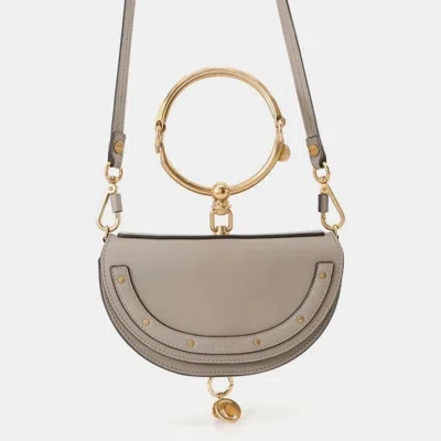 Pre-owned Chloé Nile Minaudiere 2-way Bag Gray Leather