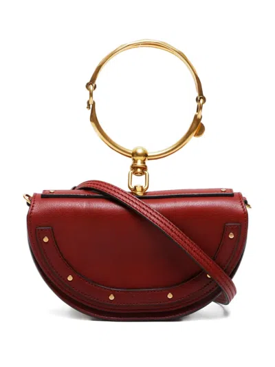 Pre-owned Chloé Nile Minaudière Leather Tote Bag In Red