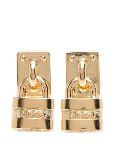 Chloé Nini Paddington Padlock-detail Earrings In Gold
