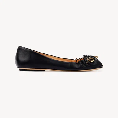 Chloé Bow Ballerinas Gold-tone Embellishments In Black