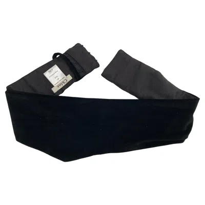 Pre-owned Chloé Noir, Black Cotton Silk Velvet Large Women Belt