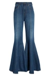 Chloé Light Blue Denim Fluid Flare Jeans In Night Blue