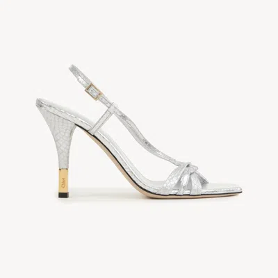 Chloé Sandales À Talon Nour Femme Argent Taille 38 100% Cuir D'agneau In Silver