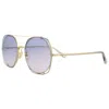 Chloé Ch0042s Rectangular-framed Metal Sunglasses In Blue