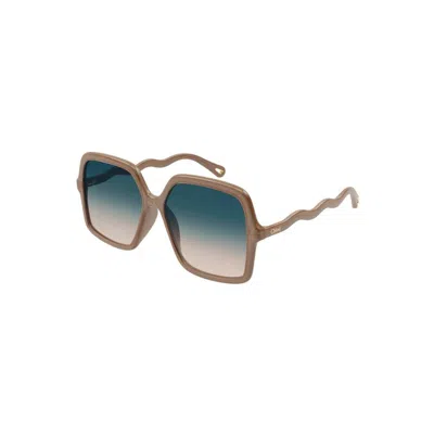 Chloé Nude Nude Green Acetate Sunglasses In Multi