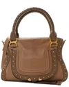 Chloé Nut Calfskin Leather Studded Medium Marcie Satchel (authentic Pre-loved) In Brown