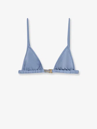 Chloé Nylon Bikini Top With Logo In Blue