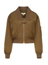 Chloé Chloe Brown Polyester Blend Bomber Jacket In Green
