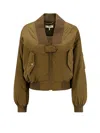 Chloé Nylon Bomber Jacket In Green
