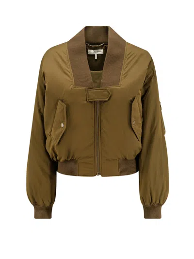 Chloé Nylon Bomber Jacket In Green