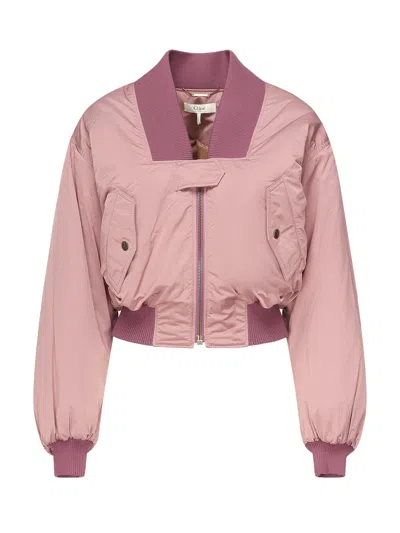 Chloé Nylon Bomber Jacket In Purple