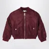 Chloé Nylon Bordeaux Bomber Jacket In Burgundy