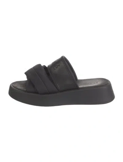 Pre-owned Chloé Nylon Embroidered Accent Slides In Black