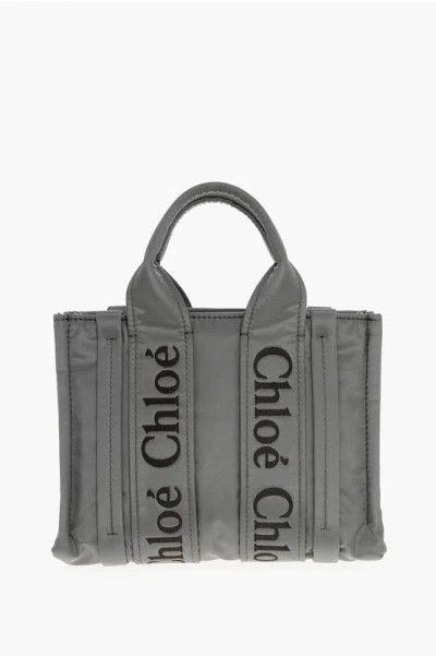 Chloé Nylon Woody Tote Bag With Embroidered Logo