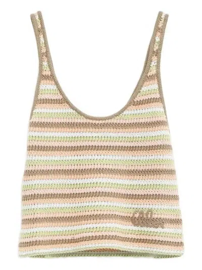 Chloé Crochet-knit Top In Brown