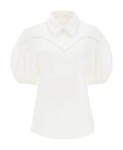 CHLOÉ CHLOÉ COLLARED BALLOON-SLEEVED BLOUSE