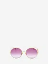 Chloé Round Frame Sunglasses Thin Temples In Gold