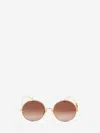Chloé Round Frame Sunglasses Featuring Curved Temples In Gold
