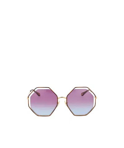 Chloé Octagon-frame Sunglasses In 003 Havana Gold Violet