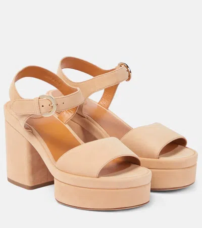 Chloé Odina Suede Sandals In Beige