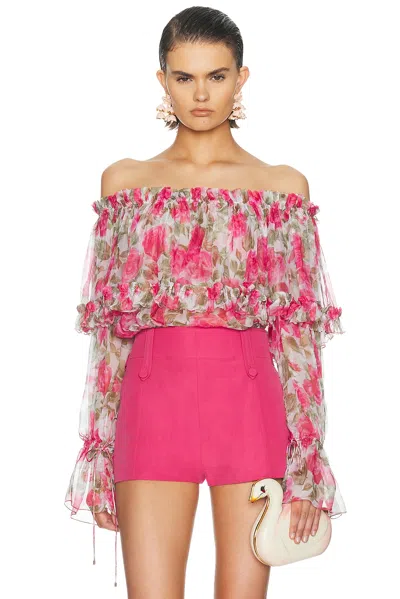Chloé Off Shoulder Blouse In Animal Print