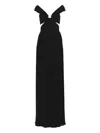 Chloé Off-shoulder Pleated Midi Dress In Black