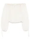 Chloé Off-the-shoulder Silk Blouse With Voluminous Sleeves In White