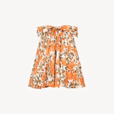 Chloé Mini Robe Encolure Bardot En Popeline De Coton In Multi