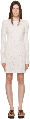 Chloé Off-white Crewneck Minidress In 107 Iconic Milk