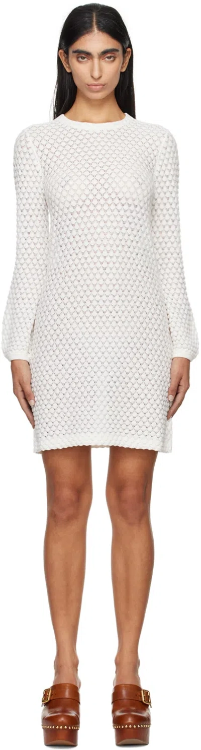 Chloé Off-white Crewneck Minidress In 107 Iconic Milk