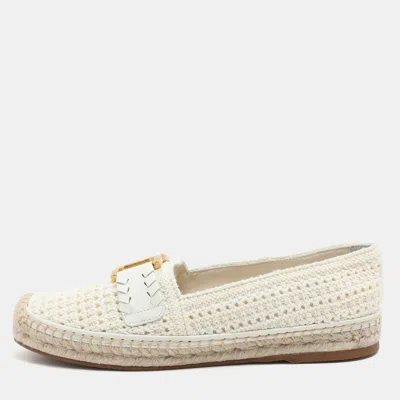 Pre-owned Chloé Off-white Crochet Marcie Espadrille Flats Size 38