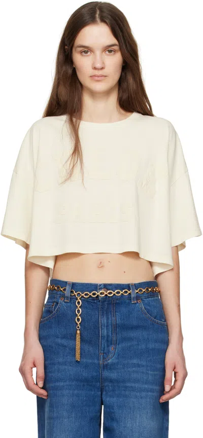 Chloé Cropped Logo T-shirt In Cotton Jersey White Size M 100% Cotton In 103 Coconut Milk